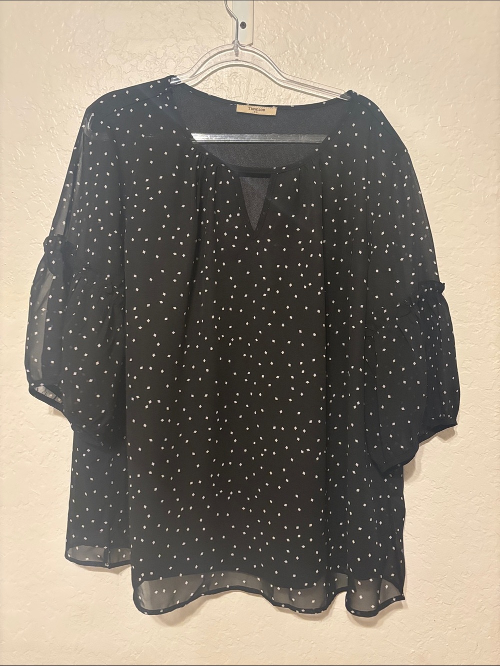 🎼Black Polka Dot blouse short sleeve GUC size XXL